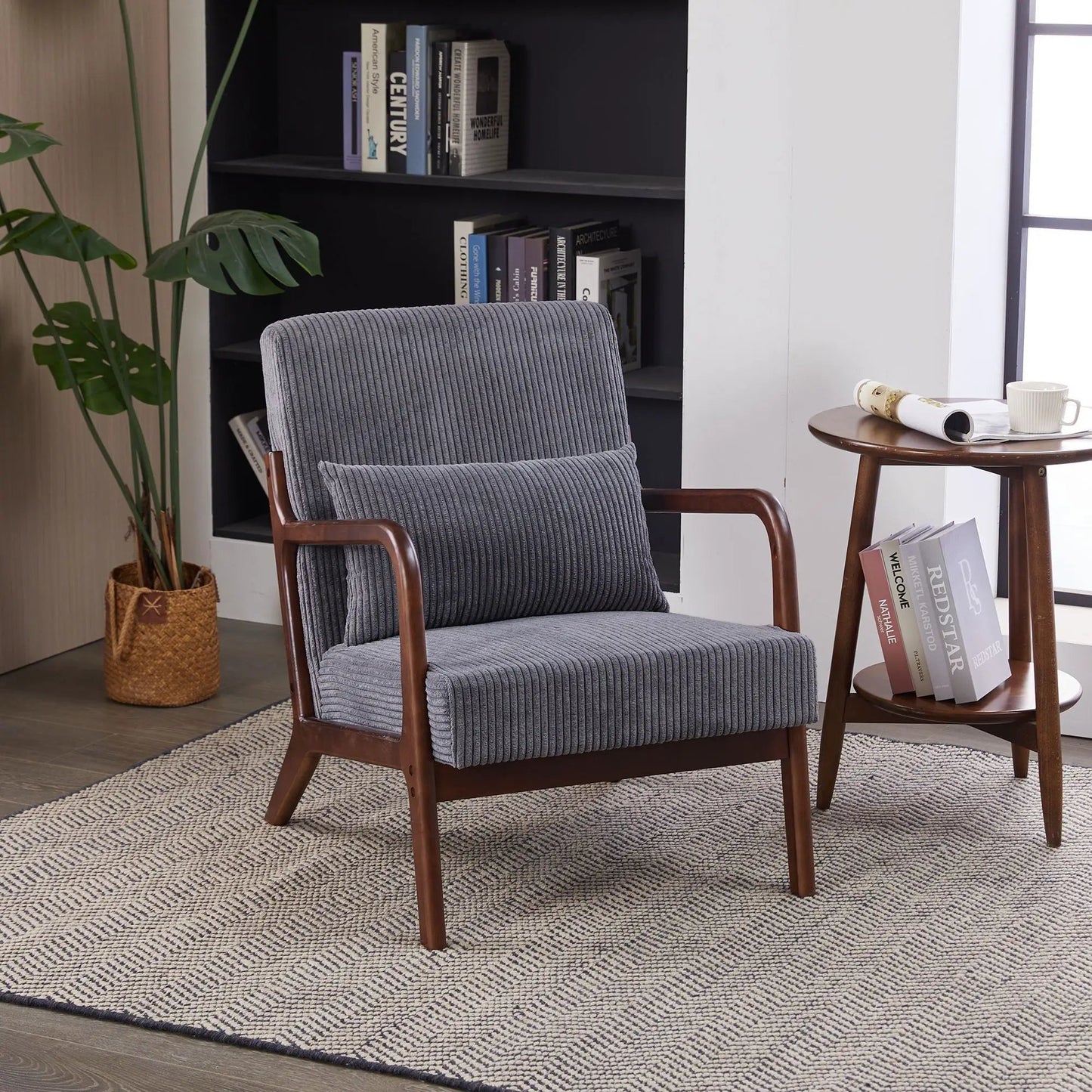 Modern Accent Chair with Pillow and Wood Frame