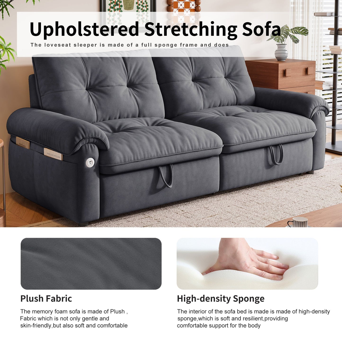 77 Inch Modern and Cozy Convertible Sofa Bed