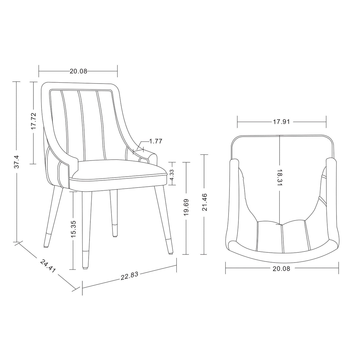 Eda dining chair with stitched upholstery, armchair blueprint sketch HouseOfZazla on Tampa Home & Garden Store
