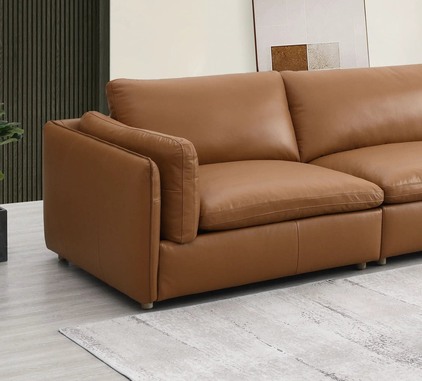 Brighton top grain modular stationary brown leather sectional sofa by Unique Piece Furniture on Tampa Home & Garden Store