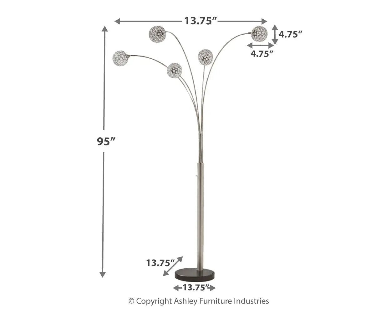 Winter Metal Arc Lamp With Crystal Balls Silver