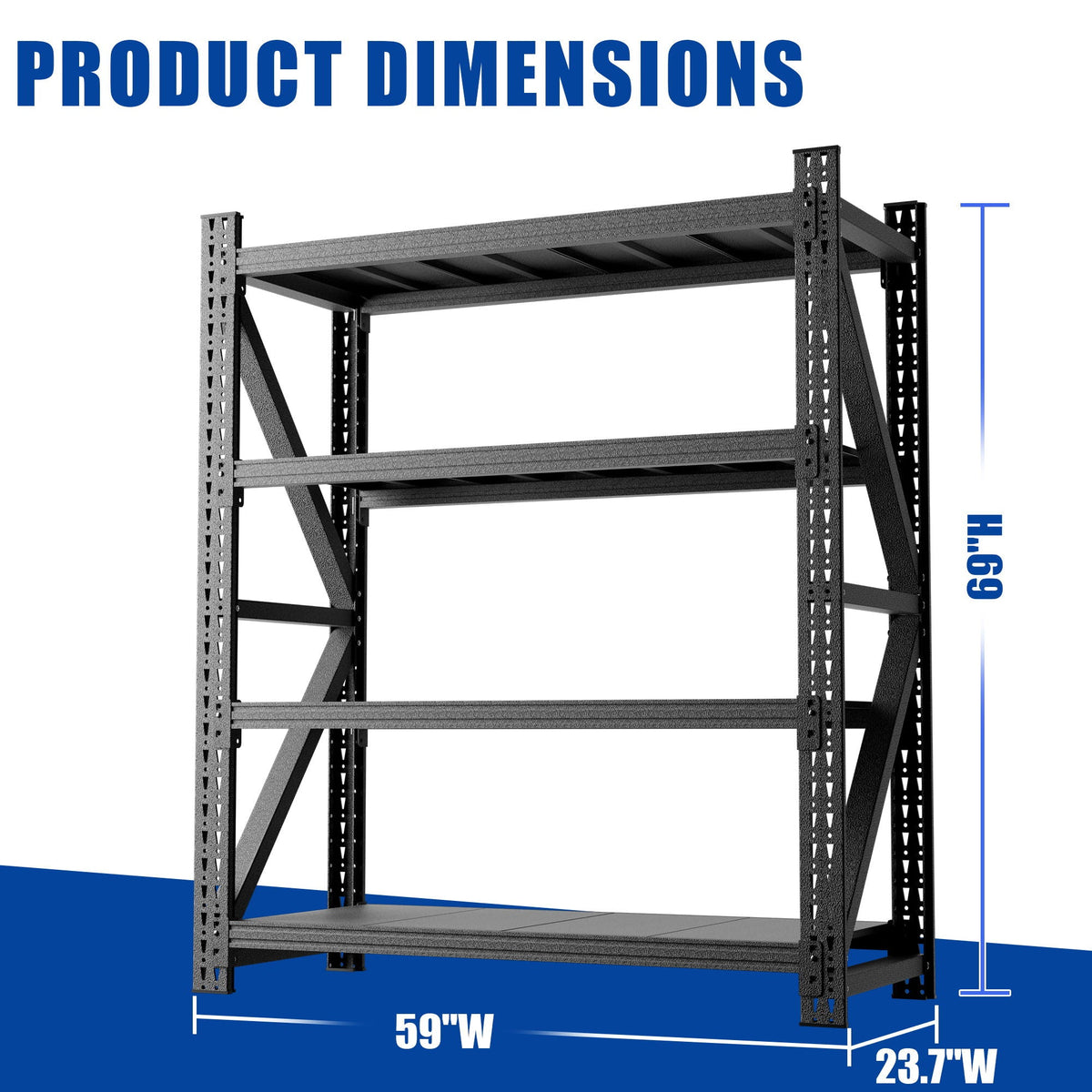 Heavy Duty 4-Shelf Shelving Unit with adjustable steel frame in black by HouseOfZazla on Tampa Home & Garden Store