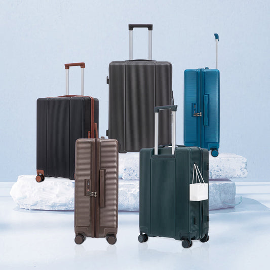 3 Piece ABS Spinner Wheel Luggage Set Brown by HouseOfZazla; hard-shell suitcases on wheels on Tampa Home & Garden Store