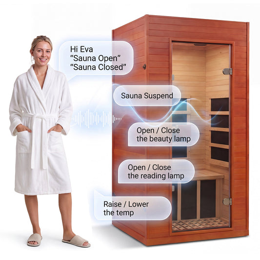 Smart Infrared Sauna for Home with Voice Control - Canadian Hemlock