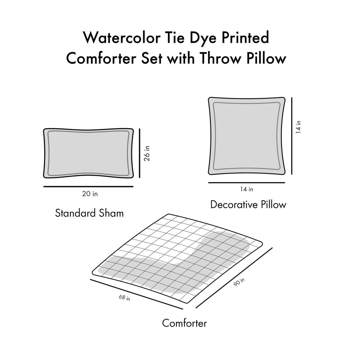 Twin Watercolor Tie Dye Comforter Set and Pillow