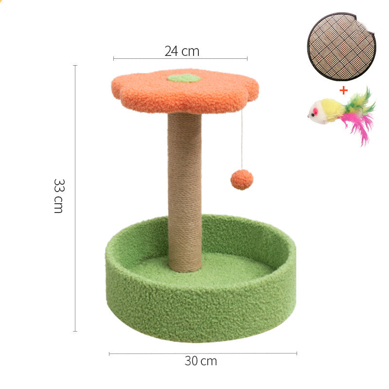 Grinding Claws And Teasing Cat Toys by Sell My Stuff green base with orange top and hanging pom on Tampa Home & Garden Store