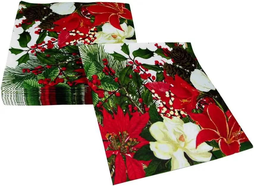 Christmas Garden Luncheon Napkins set of 2 with red poinsettias by The Country Christmas Loft on Tampa Home & Garden Store