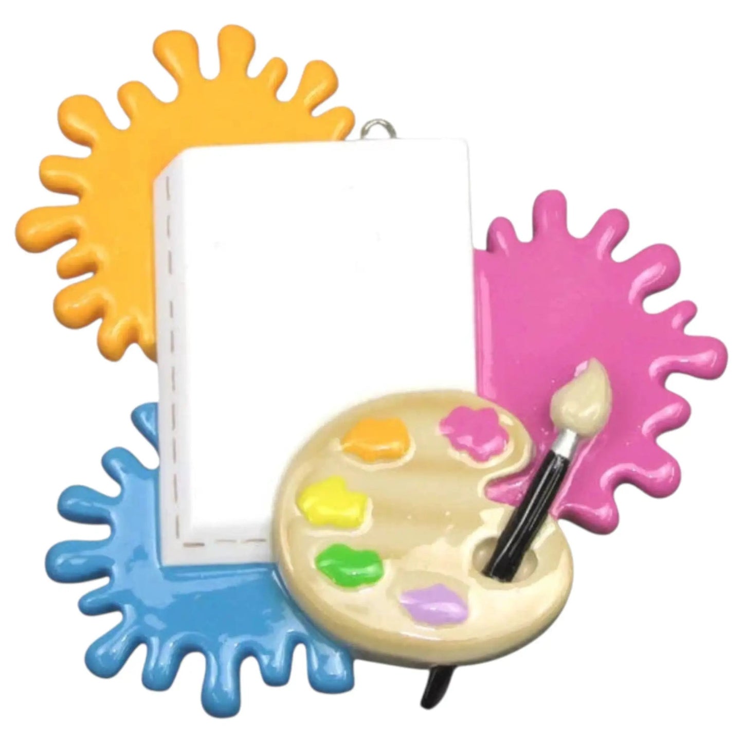 Artist Ornament with paint palette and brush; bright multicolor ornament set on Tampa Home & Garden Store