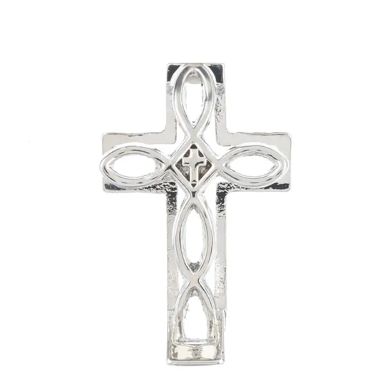 Ichthys Cross of Faith Pocket Charm, silver metal cross pendant by Country Christmas Loft on Tampa Home & Garden Store