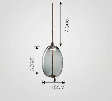 Decorbites Nordic Glass Chandelier with oval glass shade and rope suspension on Tampa Home & Garden Store