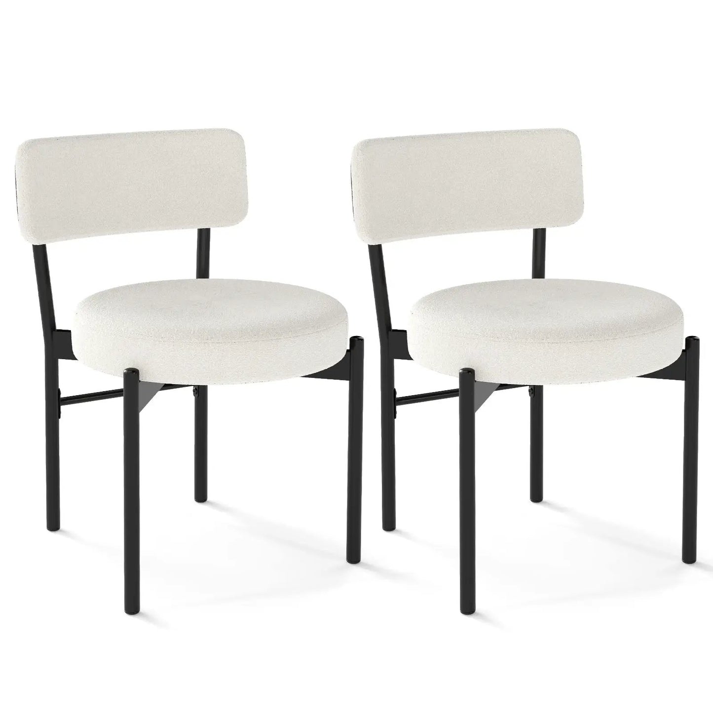 Dining chairs set of 2 with curved backrests and cream padded seats on Tampa Home & Garden Store