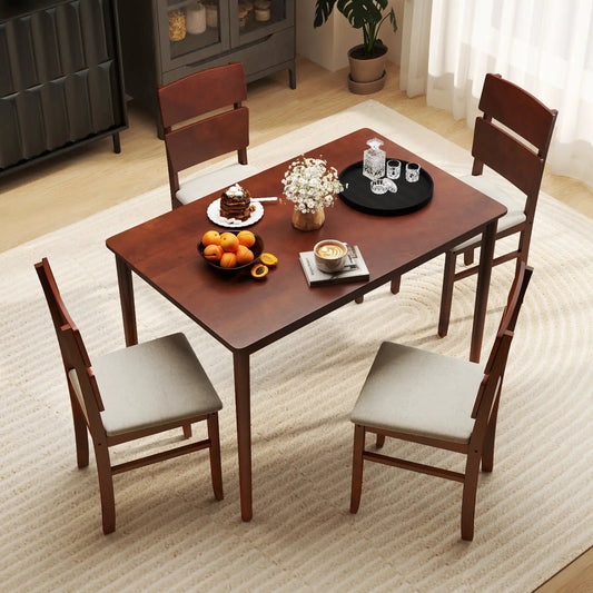 Walnut 5-Piece Dining Set with High Back for 4, table with 4 chairs on Tampa Home & Garden Store