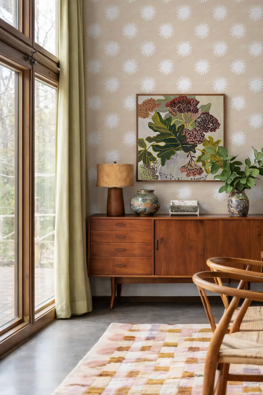 Sol Wallpaper tan and white sunburst pattern by Samantha Santana Creative on Tampa Home & Garden Store