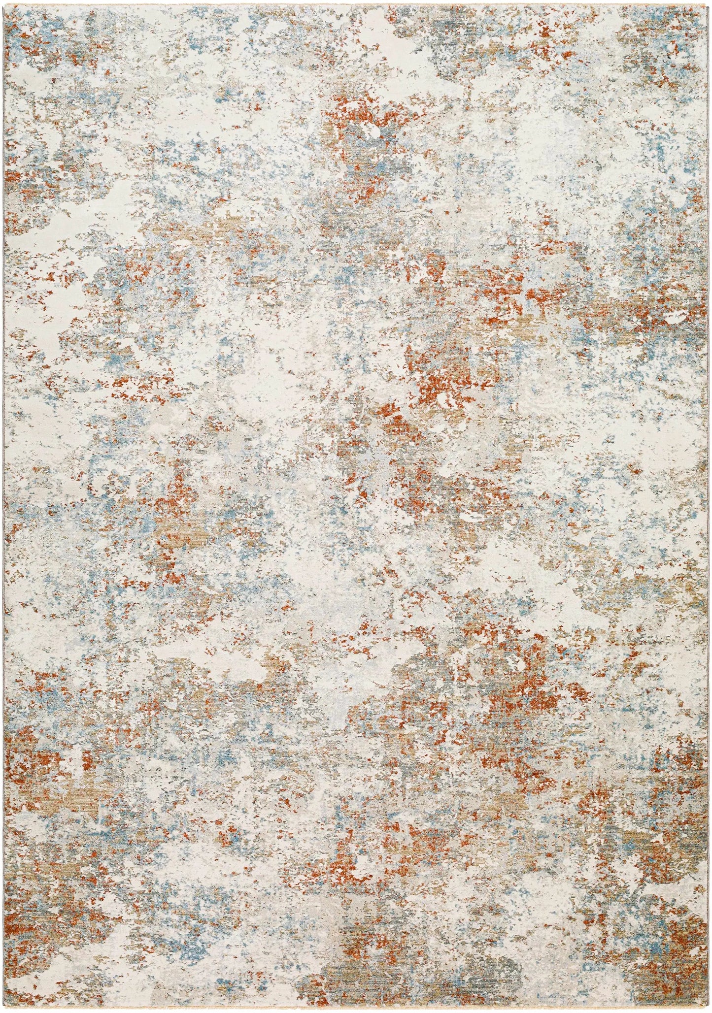 Dinos Thick Luxe Rug, contemporary cream base with blue and rust accents by Boutique Rugs on Tampa Home & Garden Store
