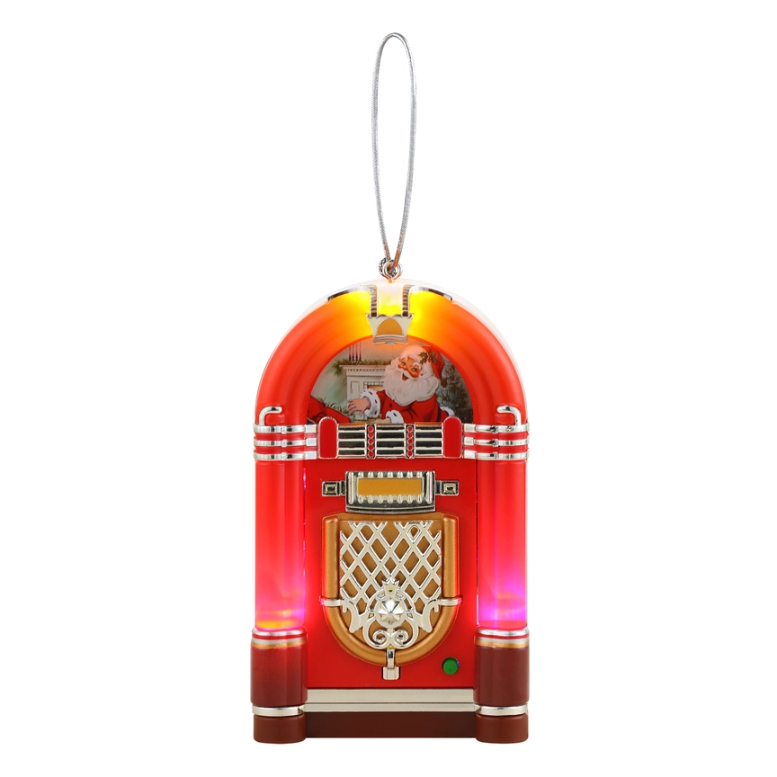Mr Christmas retro jukebox ornament red with illuminated dome and gold grille on Tampa Home & Garden Store