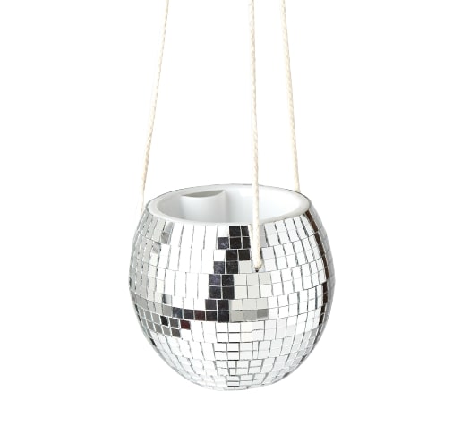 Disco Ball Hanging Planter with Plant Hanger, silver mirrored mosaic by House Plant Shop on Tampa Home & Garden Store