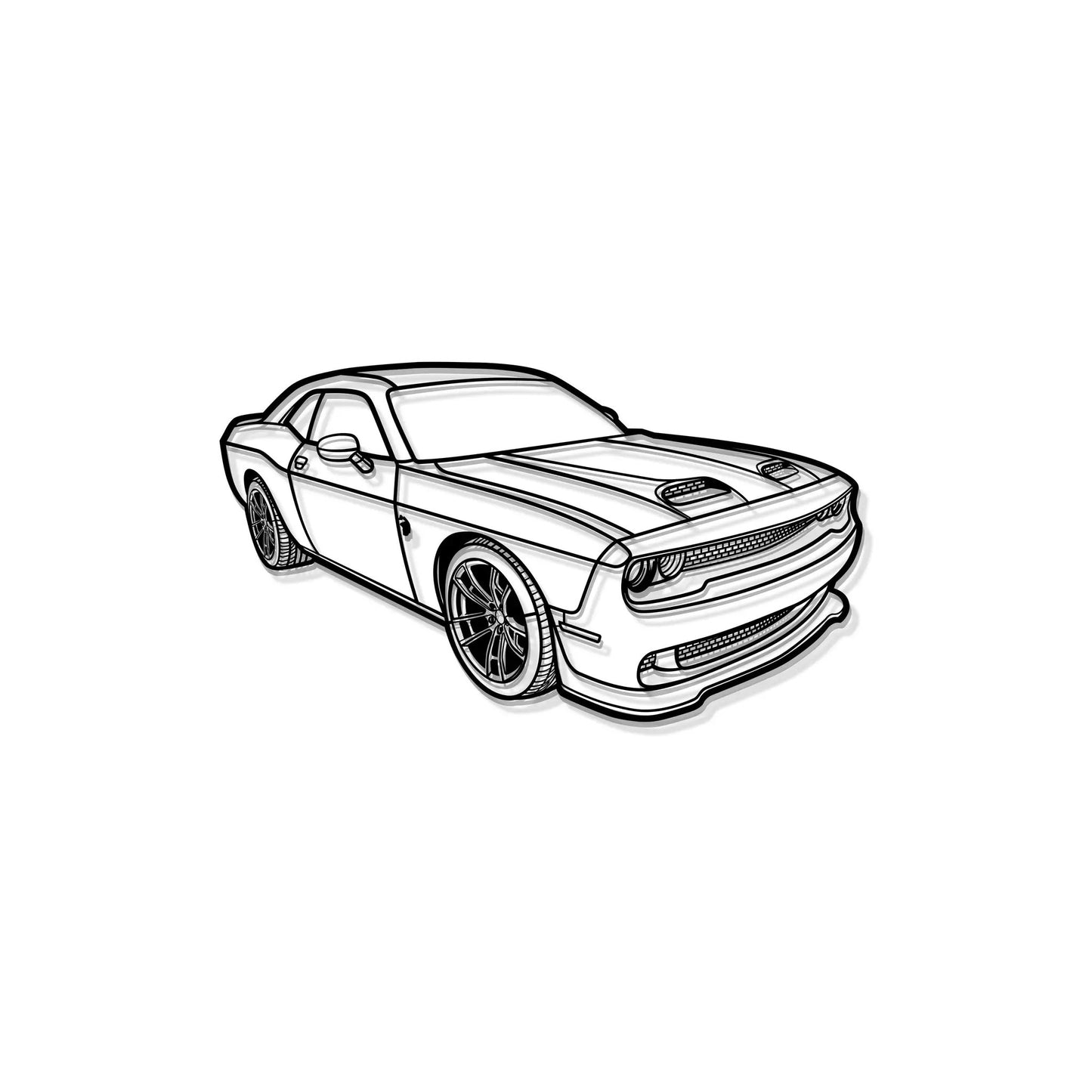 Challenger Hellcat perspective metal wall art by Modello Turbo on Tampa Home & Garden Store