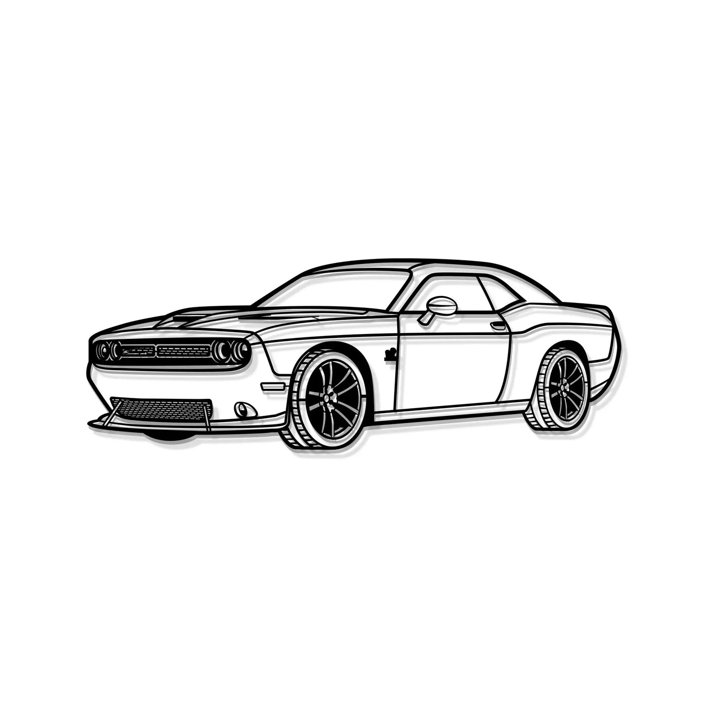 2019 Challenger SRT Perspective Metal Car Wall Art by Modello Turbo, black line art on metal on Tampa Home & Garden Store
