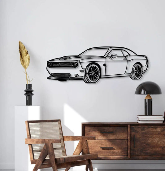 2019 Challenger SRT Perspective Metal Car Wall Art line drawing of a Dodge Challenger wall decor on Tampa Home & Garden Store