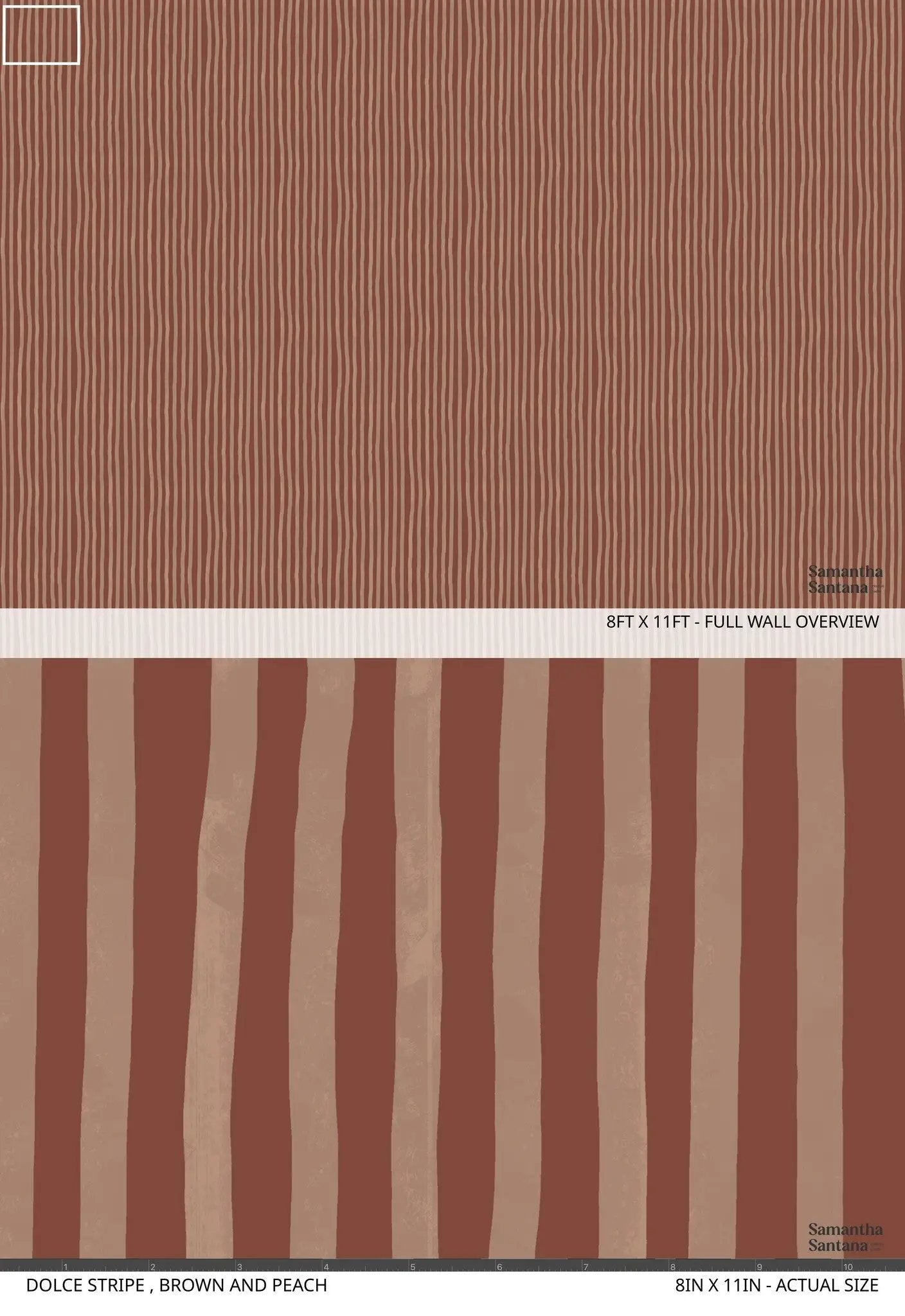 Wallpaper Dolce Stripe in brown and peach with stripes by Samantha Santana Creative on Tampa Home & Garden Store