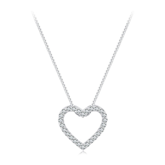 S925 Sterling Silver Moissanite Heart Necklace on platinum plated chain Bids.com on Tampa Home & Garden Store
