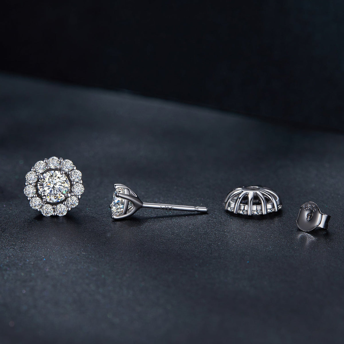 Earrings 925 Sterling Silver 0.5ct Moissanite halo stud for women Bids.com on Tampa Home & Garden Store