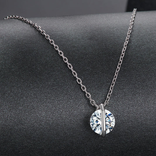 Necklace 925 sterling silver moissanite pendant with 0.65ct round stone on cable chain on Tampa Home & Garden Store