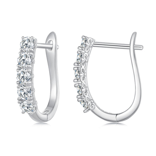 S925 Sterling Silver Moissanite Earrings, pair hoop style 0.30ct clear stones, by Bids.com on Tampa Home & Garden Store