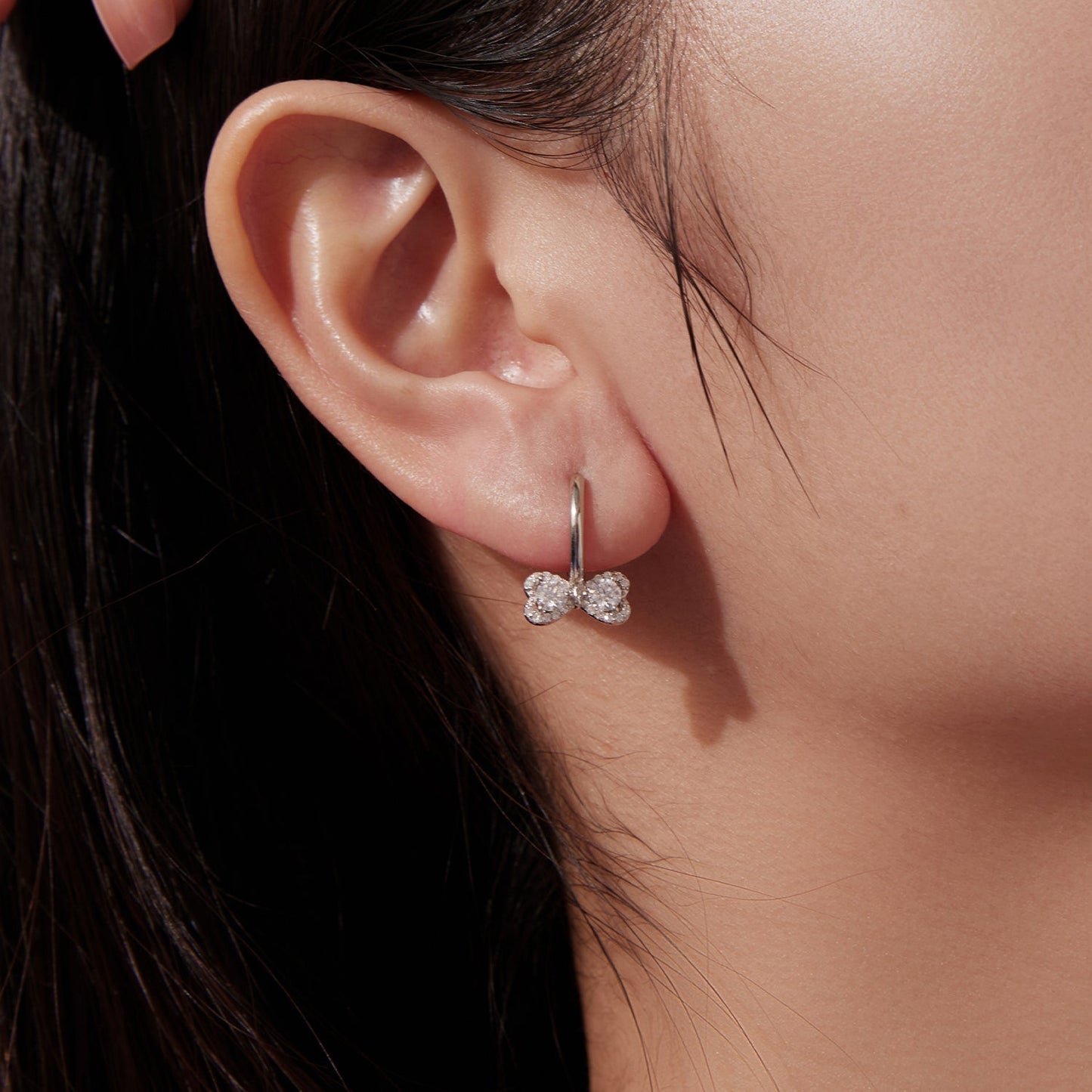 Earrings 925 sterling silver moissanite 0.20ct hoop with crystal cluster plated white gold on Tampa Home & Garden Store