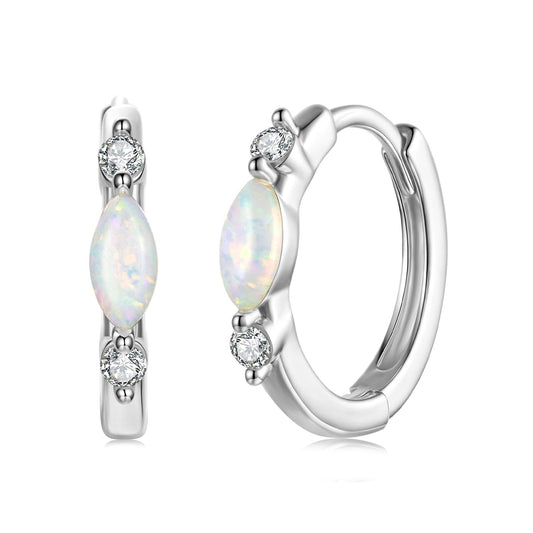 925 sterling silver moissanite opal earrings, white gold plated, opal drop pair on Tampa Home & Garden Store