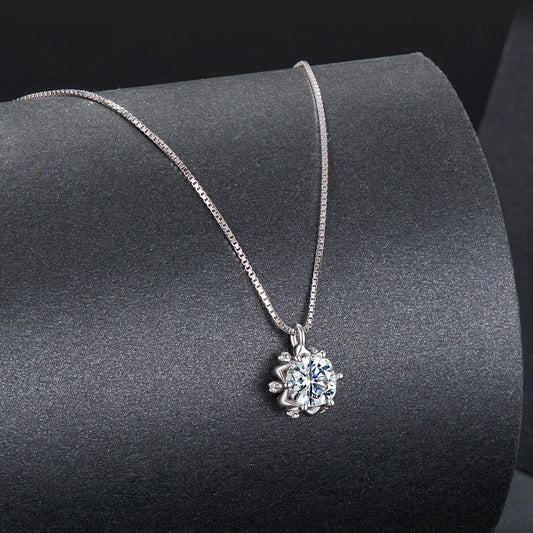 925 silver necklace with moissanite center and pave CZ halo on 40+5cm chain by Bids.com on Tampa Home & Garden Store