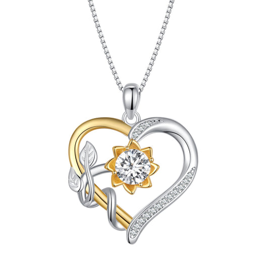 925 Sterling Silver Plated Gold Moissanite Necklace pendant with central moissanite in setting on Tampa Home & Garden Store