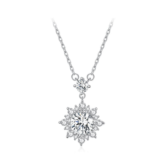 Sterling Silver Moissanite Necklace with platinum pavé halo pendant on 450mm chain by Bids.com on Tampa Home & Garden Store
