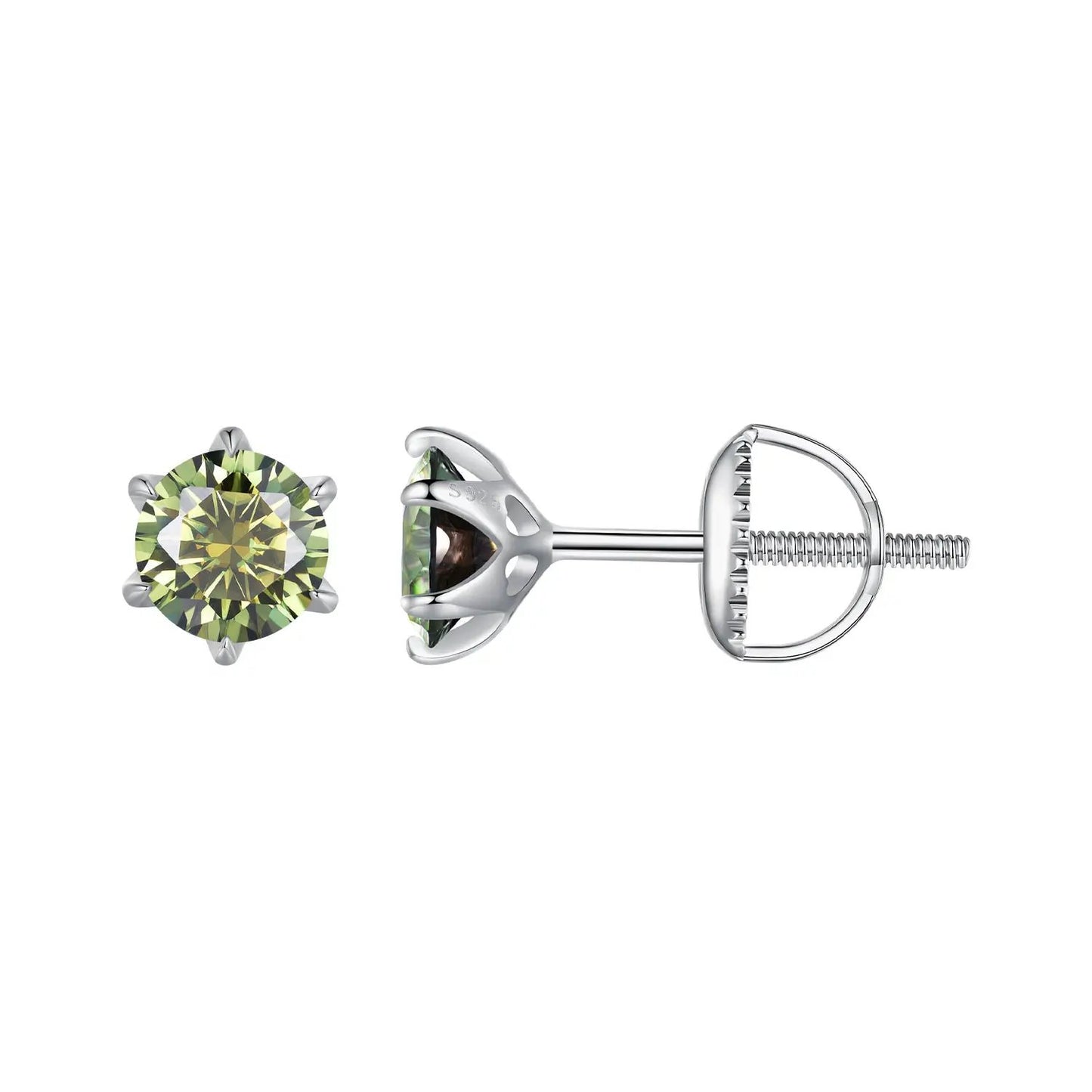 Moissanite stud earring in 925 sterling silver, 1.00 carat, 7.0mm, screwback for women on Tampa Home & Garden Store