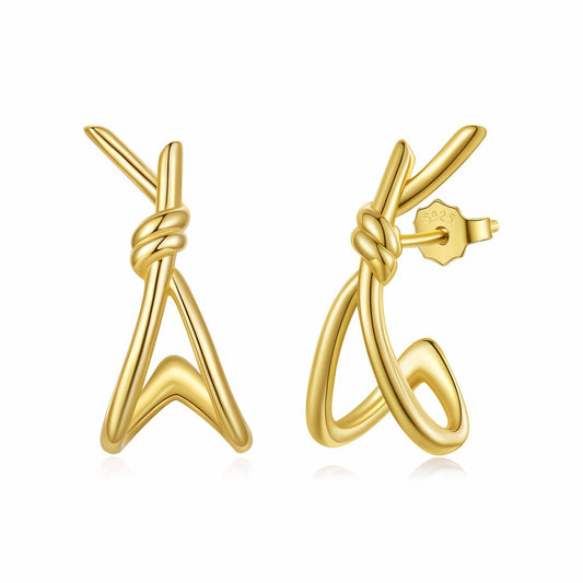 925 Sterling Silver Earrings by Bids.com with gold-tone knot design for women on Tampa Home & Garden Store