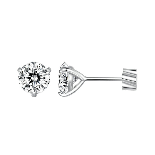 925 Sterling Silver Moissanite Earring 0.7cm, white gold plated, for Women, by Bids.com on Tampa Home & Garden Store