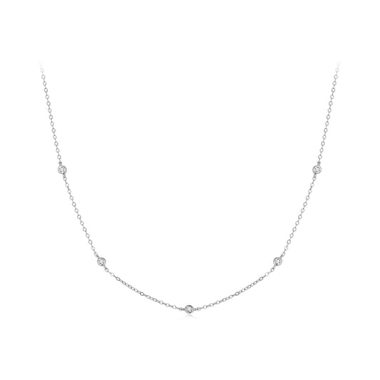 Moissanite necklace in 925 sterling silver with white gold plating and spaced stones on Tampa Home & Garden Store