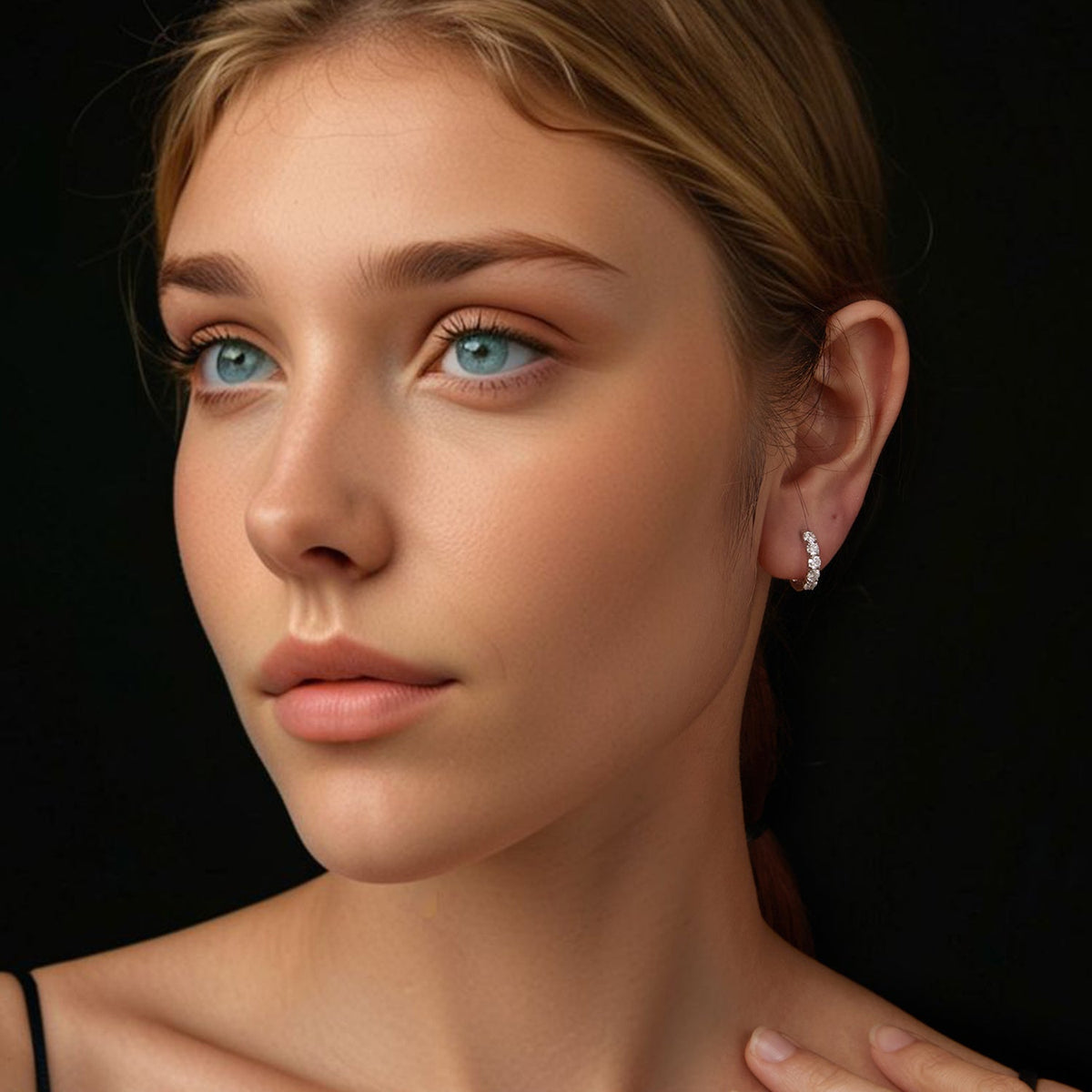 Earrings 925 Sterling Silver Moissanite hoop by Bids.com, white gold plated, 0.1ct for women on Tampa Home & Garden Store