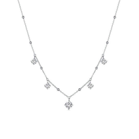925 Sterling Silver moissanite necklace for women with 5.0mm stones and a central pendant on Tampa Home & Garden Store