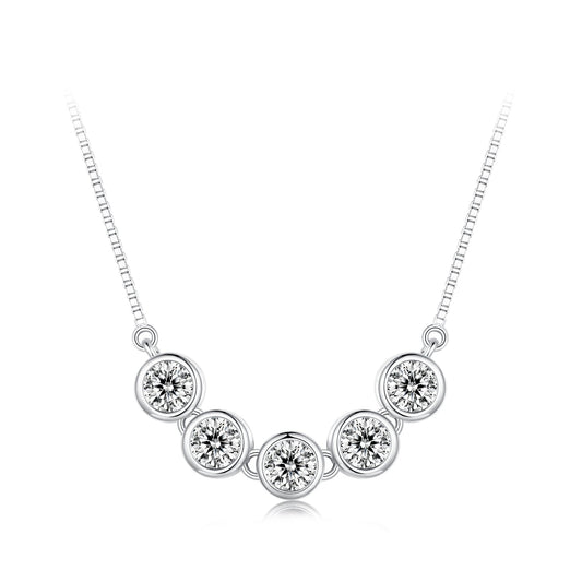 925 Sterling Silver 4mm Moissanite Necklace plated platinum by Bids.com for Women on Tampa Home & Garden Store