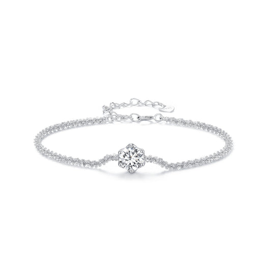 Bracelet 925 sterling silver 1ct moissanite center stone with pave band on Tampa Home & Garden Store