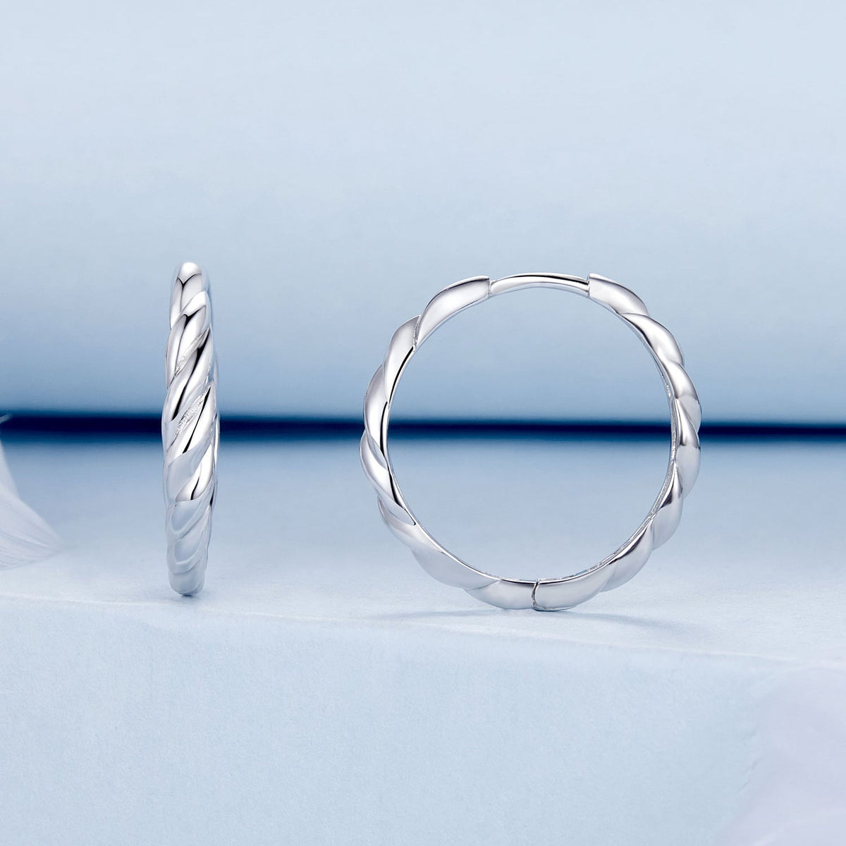 Earrings twisted hoop 11x3mm, 925 Sterling Silver Plated White Gold, Bids.com on Tampa Home & Garden Store