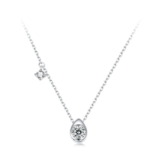 Sterling silver moissanite necklace by Bids.com with teardrop pendant, 0.5ct/0.1ct, adjustable on Tampa Home & Garden Store