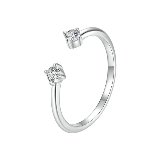 925 Sterling Silver Moissanite Ring size E for Women by Bids.com with dual prong-set stones on Tampa Home & Garden Store