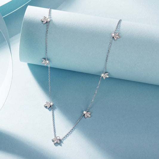 925 sterling silver moissanite necklace with pave flower charms on a delicate chain by Bids.com on Tampa Home & Garden Store