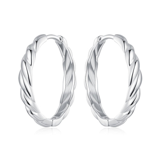 Earrings twisted hoop, 11×3mm, 925 sterling silver plated white gold finish, by Bids.com on Tampa Home & Garden Store