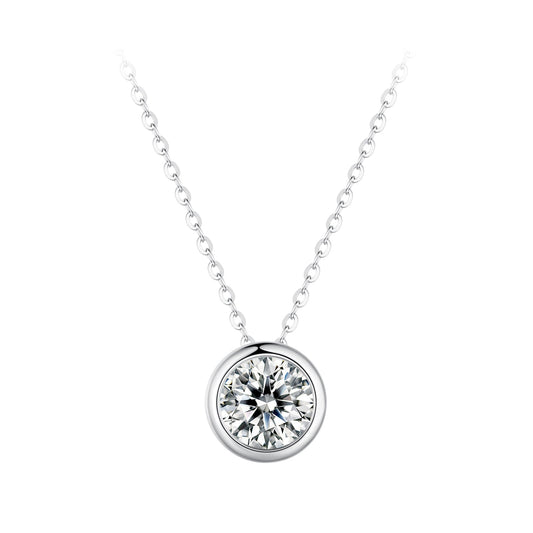 S925 sterling silver moissanite necklace with bezel-set 1ct stone and 400mm chain by Bids.com on Tampa Home & Garden Store