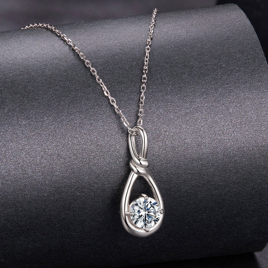 925 Sterling Silver moissanite necklace with white gold plating; teardrop pendant features 1 ct moissanite on 40+5 cm chain by Bids.com on Tampa Home & Garden Store