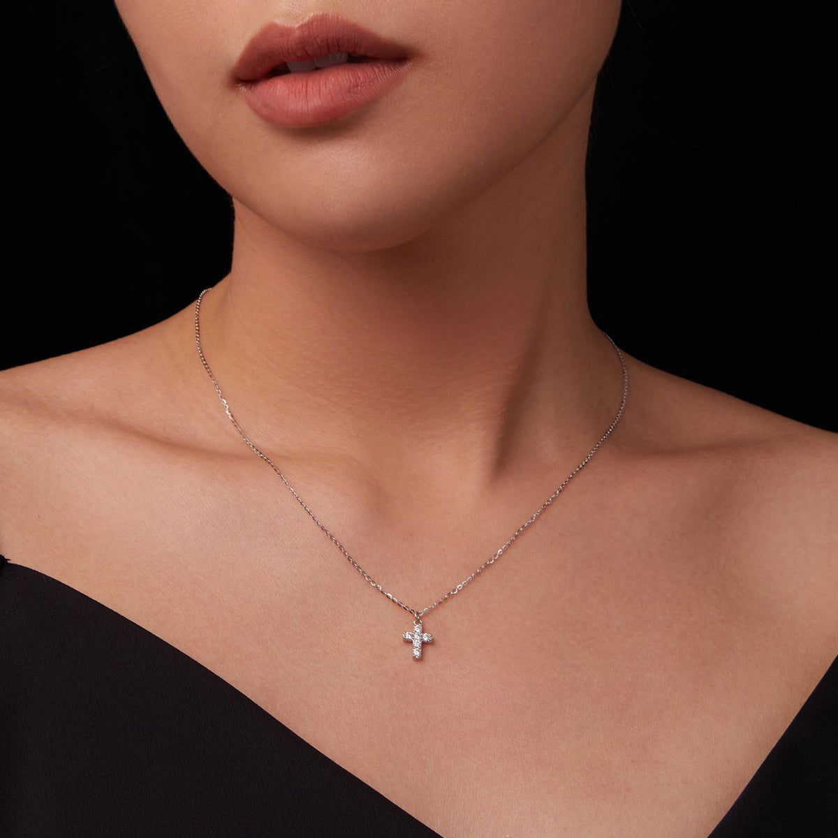 Necklace 925 sterling silver moissanite cross pendant, adjustable 40+5cm for women on Tampa Home & Garden Store