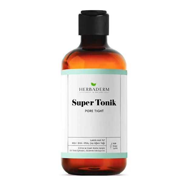 Herbaderm Super Tonik Pore Tight toner amber glass bottle with white label on Tampa Home & Garden Store